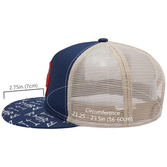Unisex Flat Brim Trucker Cap - Navy Blue3 - Bassdash