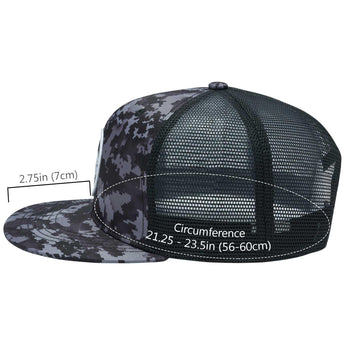 Unisex Flat Brim Trucker Cap - Night Digital Camo3 - Bassdash