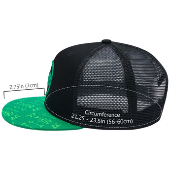 Unisex Flat Brim Trucker Cap - Green and Black4 - Bassdash