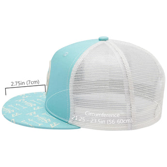 Unisex Flat Brim Trucker Cap - Turquoise3 - Bassdash