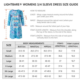 Lightbare Women's UPF50+ 3/4 Sleeve Dress LB04W - Bassdash
