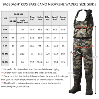 Kid’s Neoprene Waders with 600g Insulated Rubber Boots - Bassdash