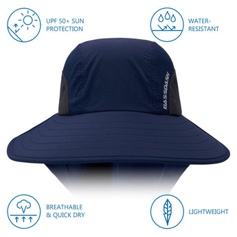 Unisex UPF 50+ Water Resistant Sun Hat with Neck Flap FH06 - Bassdash