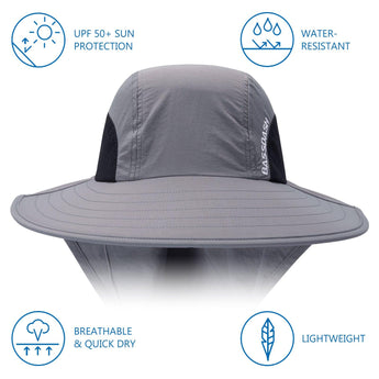 Unisex UPF 50+ Water Resistant Sun Hat with Neck Flap FH06 - Bassdash