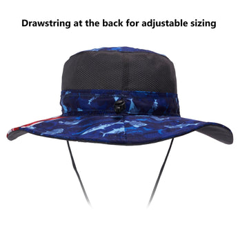 Unisex UPF 50+ Wide Brim Bucket Hat with Detachable Neck Flap FH02 - Bassdash