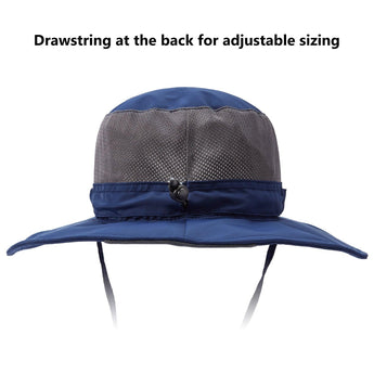 Unisex UPF 50+ Wide Brim Bucket Hat with Detachable Neck Flap FH02 - Bassdash