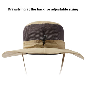 Unisex UPF 50+ Wide Brim Bucket Hat with Detachable Neck Flap FH02 - Bassdash