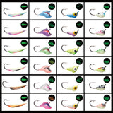 Ice Fishing Lure Kit Glowing Paint Jigs, 24pcs assorted crappie/panfish/perch jigs - Bassdash
