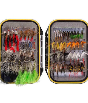 72 Pcs Fly Fishing Assorted Flies Kit with Waterproof Fly Box - Bassdash