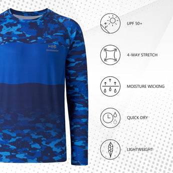Men's UPF 50+ Segment Print Fishing Shirt FS12M - Bassdash