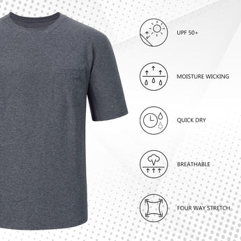 Men's UPF 50+ Short Sleeve Pocket T-Shirt FS26M - Bassdash