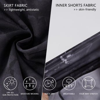 Women's UPF 50+ Tennis Skirts with Shorts LB09W - Bassdash