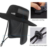 Unisex UPF 50+ Wide Brim Bucket Hat with Detachable Neck Flap FH02 - Bassdash