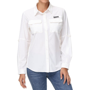 Women's UPF 50+ Long Sleeve Button Down Shirt FS21W - Bassdash