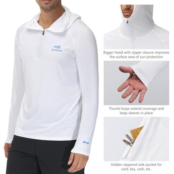 Men's UPF 50+ 1/4 Zipper Fishing hoodie Shirts FS24M - Bassdash