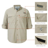 Men's UPF 50+ Long Sleeve Fishing Button Down Shirt FS21M - Bassdash