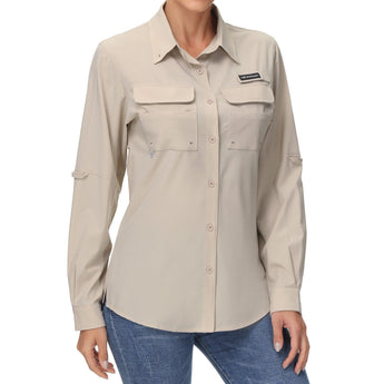 Women's UPF 50+ Long Sleeve Button Down Shirt FS21W - Bassdash