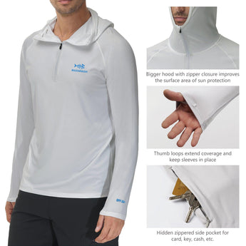 Men's UPF 50+ 1/4 Zipper Fishing hoodie Shirts FS24M - Bassdash