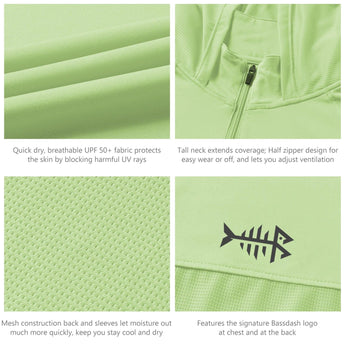 Women’s UPF 50+ Long Sleeve Hoodie Half Zip Shirt - Bassdash