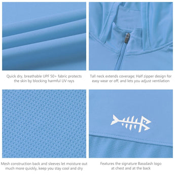 Women’s UPF 50+ Long Sleeve Hoodie Half Zip Shirt - Bassdash