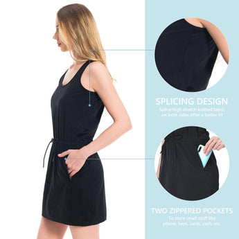 Women's UPF 50+ Tank Dress with Drawstring Waist LB08W - Bassdash
