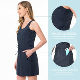 Women's UPF 50+ Tank Dress with Drawstring Waist LB08W - Bassdash