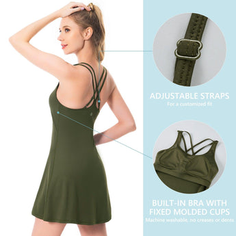 Women's UPF 50+ Tennis Dress with shorts LB06W - Bassdash