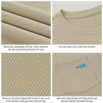 Men’s UPF 50+ Long Sleeve Sun Shirt with Chest Pocket - Bassdash