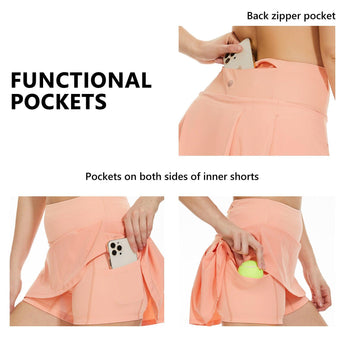 Women's UPF 50+ Tennis Skirts with Shorts LB09W - Bassdash