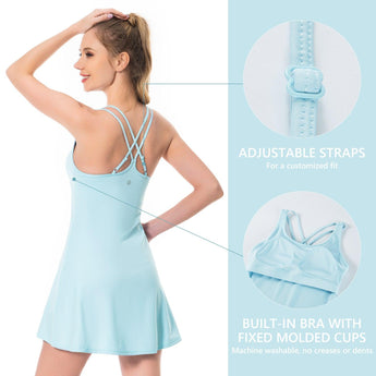 Women's UPF 50+ Tennis Dress with shorts LB06W - Bassdash