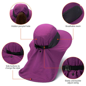 Unisex UPF 50+ Water Resistant Sun Hat with Neck Flap FH06 - Bassdash