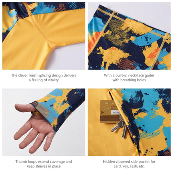 Men's UPF 50+ Camo Fishing Hoodie Shirts with Face Cover FS25M - Bassdash