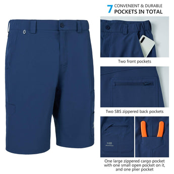 Men's UPF 50+ 10.5” Cargo Shorts Quick Dry Water Resistant FP01M - Bassdash
