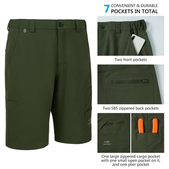 Men's UPF 50+ 10.5” Cargo Shorts Quick Dry Water Resistant FP01M - Bassdash