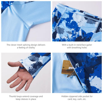 Men's UPF 50+ Camo Fishing Hoodie Shirts with Face Cover FS25M - Bassdash