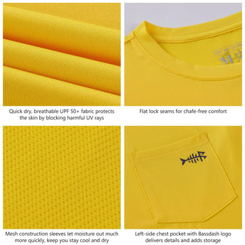 Men’s UPF 50+ Long Sleeve Sun Shirt with Chest Pocket - Bassdash