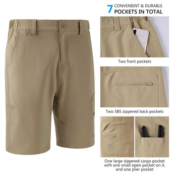 Men's UPF 50+ 10.5” Cargo Shorts Quick Dry Water Resistant FP01M - Bassdash