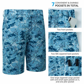 Men's UPF 50+ 10.5” Cargo Shorts Quick Dry Water Resistant FP01M - Bassdash