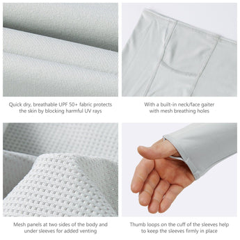 Men’s UPF 50+ Long Sleeve Fishing Hoodie with UV Neck Gaiter FS06M - Bassdash