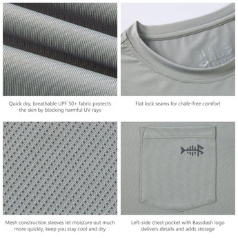 Men’s UPF 50+ Long Sleeve Fishing Shirt with Chest Pocket - Bassdash