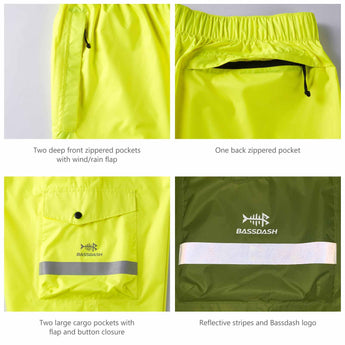 Men’s Complete Breathable Waterproof Rain Pants with 1/2 Zip Legs - Bassdash
