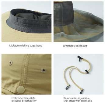 UPF 50+ Mosquito Sun Hat with Neck Flap - Bassdash