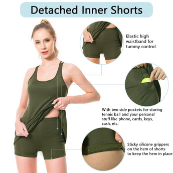 Women's UPF 50+ Tennis Dress with shorts LB06W - Bassdash