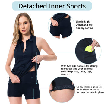 Women's UPF 50+ Polo Tennis Dress LB07W - Bassdash