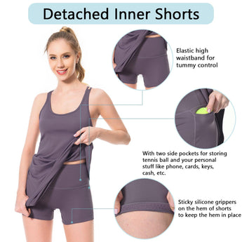 Women's UPF 50+ Tennis Dress with shorts LB06W - Bassdash