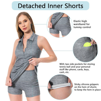 Women's UPF 50+ Polo Tennis Dress LB07W - Bassdash