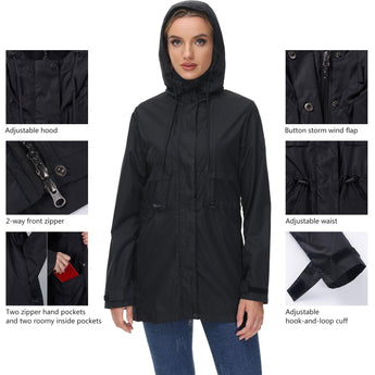 Lightbare Women's Water Resistant Ripstop Rain Coat LB02W - Bassdash