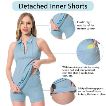 Women's UPF 50+ Polo Tennis Dress LB07W - Bassdash