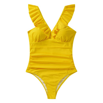 WILDBREATH Women's Tummy Control Ruffled Strap One Piece Swimsuit - Bassdash
