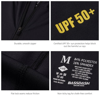 Men's UPF 50+ 1/4 Zipper Fishing hoodie Shirts FS24M - Bassdash